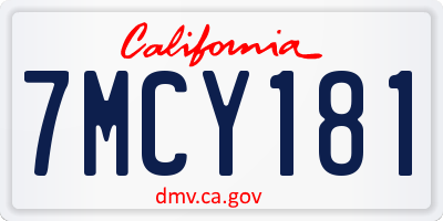 CA license plate 7MCY181