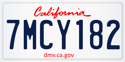 CA license plate 7MCY182
