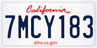 CA license plate 7MCY183