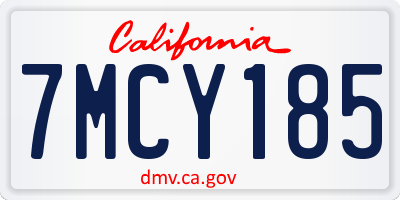 CA license plate 7MCY185