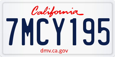 CA license plate 7MCY195