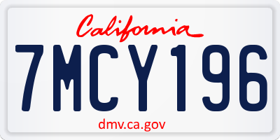 CA license plate 7MCY196