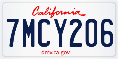 CA license plate 7MCY206