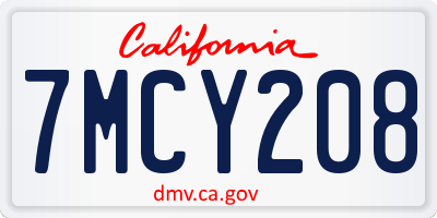 CA license plate 7MCY208