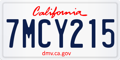CA license plate 7MCY215