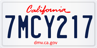 CA license plate 7MCY217