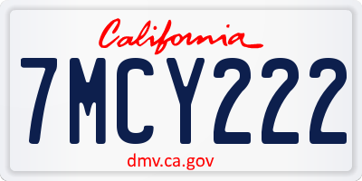 CA license plate 7MCY222