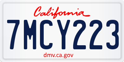 CA license plate 7MCY223