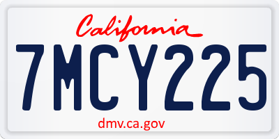CA license plate 7MCY225