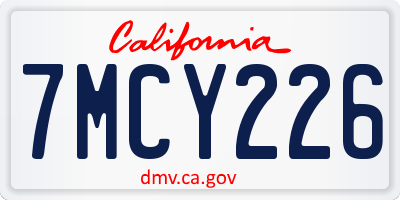 CA license plate 7MCY226