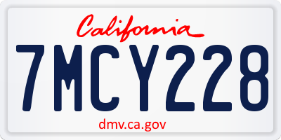 CA license plate 7MCY228