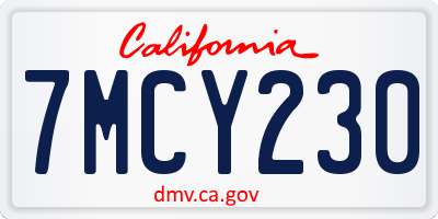 CA license plate 7MCY230