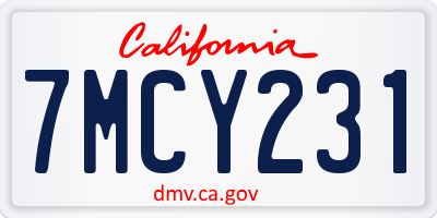 CA license plate 7MCY231