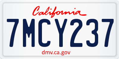 CA license plate 7MCY237