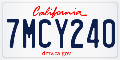 CA license plate 7MCY240