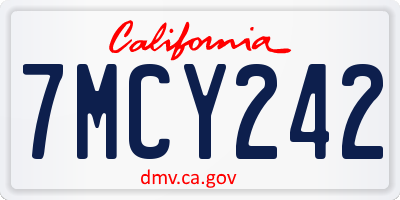 CA license plate 7MCY242