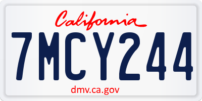 CA license plate 7MCY244