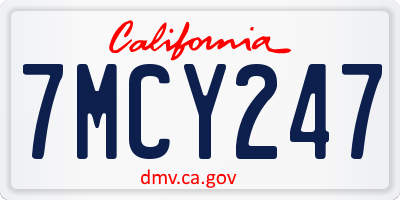 CA license plate 7MCY247