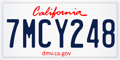 CA license plate 7MCY248