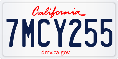 CA license plate 7MCY255