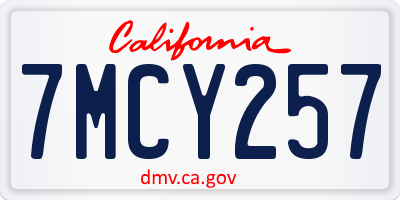 CA license plate 7MCY257