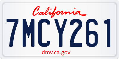 CA license plate 7MCY261