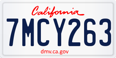 CA license plate 7MCY263