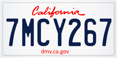 CA license plate 7MCY267