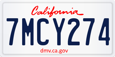 CA license plate 7MCY274