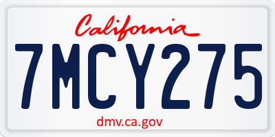 CA license plate 7MCY275