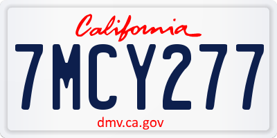CA license plate 7MCY277