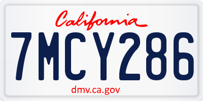CA license plate 7MCY286