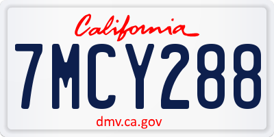 CA license plate 7MCY288