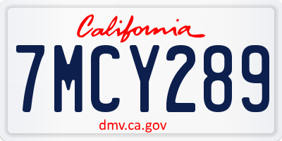 CA license plate 7MCY289