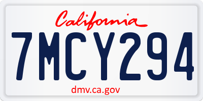 CA license plate 7MCY294