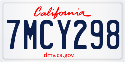 CA license plate 7MCY298
