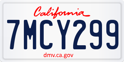 CA license plate 7MCY299
