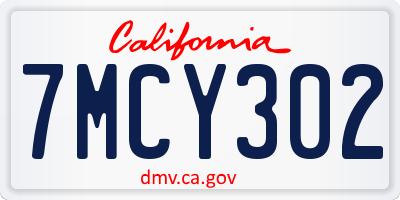 CA license plate 7MCY302