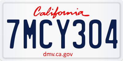 CA license plate 7MCY304