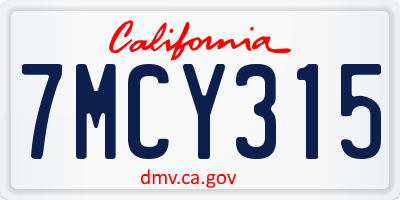 CA license plate 7MCY315