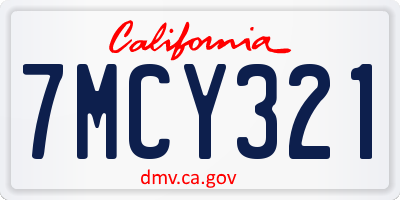 CA license plate 7MCY321