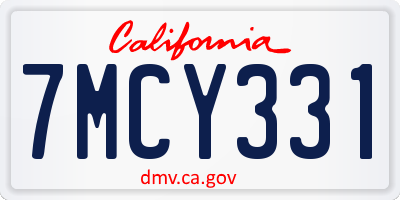 CA license plate 7MCY331