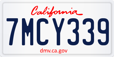 CA license plate 7MCY339