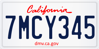 CA license plate 7MCY345