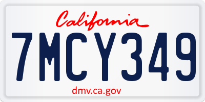 CA license plate 7MCY349