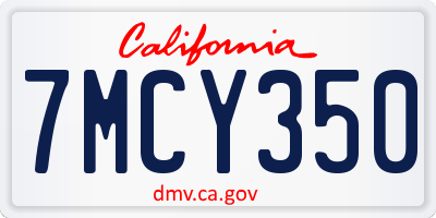 CA license plate 7MCY350