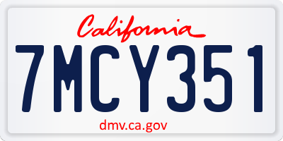 CA license plate 7MCY351