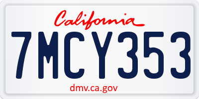 CA license plate 7MCY353