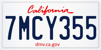 CA license plate 7MCY355