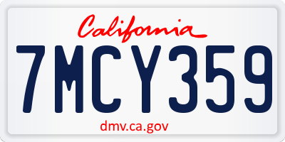CA license plate 7MCY359